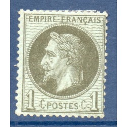 Timbre France Yvert No 25 Empire Lauré 1c vert bronze Neuf * avec charnière