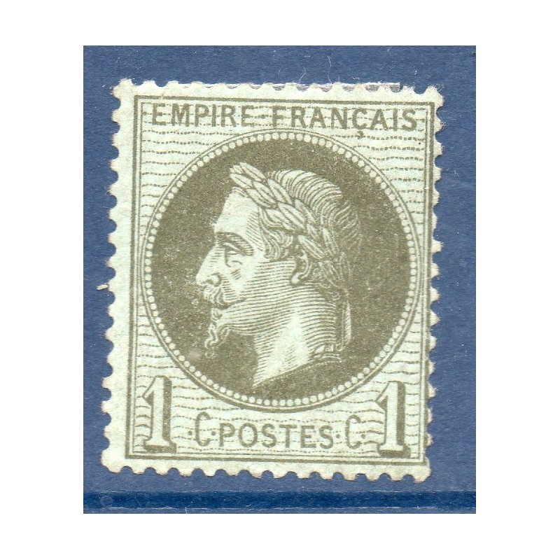 Timbre France Yvert No 25 Empire Lauré 1c vert bronze Neuf * avec charnière