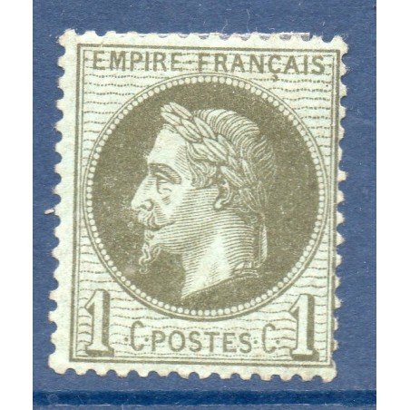 Timbre France Yvert No 25 Empire Lauré 1c vert bronze Neuf * avec charnière