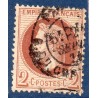 Timbre France Yvert No 26Aa Empire Lauré 2c chocolat Oblitéré CaD type 17