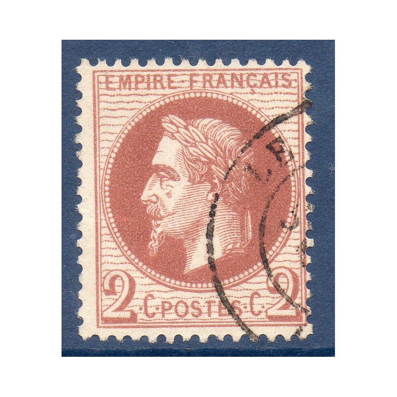 Timbre France Yvert No 26B Empire Lauré 2c rouge-brun clair Oblitéré