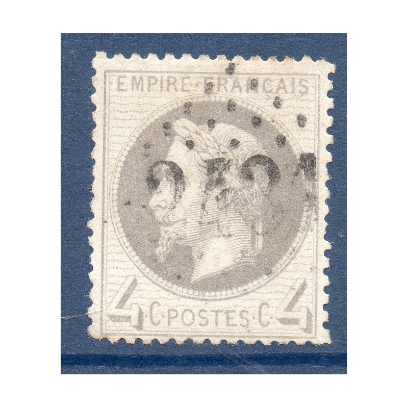 Timbre France Yvert No 27A Empire Lauré 4c gris Oblitéré gros chiffres