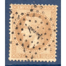 Timbre France Yvert No 28A Empire Lauré 10c bistre Oblitéré étoile