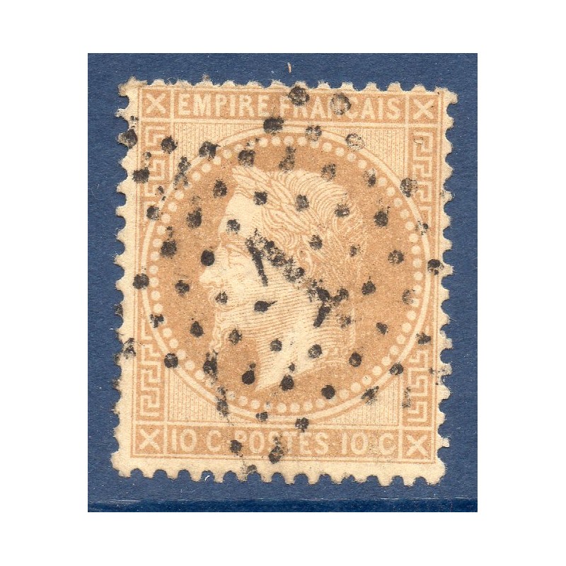 Timbre France Yvert No 28A Empire Lauré 10c bistre Oblitéré étoile