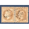 Timbre France Yvert Paire No 28A Empire Lauré 10c bistre Oblitéré gros chiffres