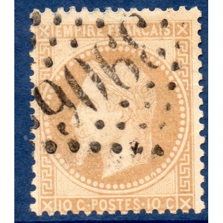 Timbre France Yvert No 28B Empire Lauré 10c bistre Oblitéré gros chiffres