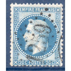 Timbre France Yvert No 29Aa Empire Lauré 20c bleu foncé Oblitéré gros chiffres