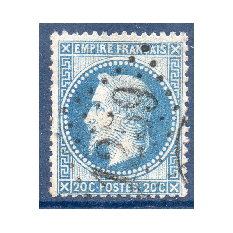 Timbre France Yvert No 29Aa Empire Lauré 20c bleu foncé Oblitéré gros chiffres