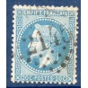 Timbre France Yvert No 29B Empire Lauré 20c bleu Oblitéré gros chiffres