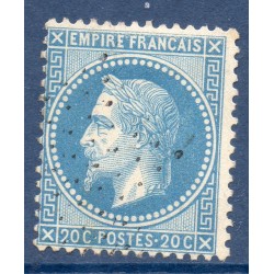 Timbre France Yvert No 29B Empire Lauré 20c bleu Oblitéré étoile