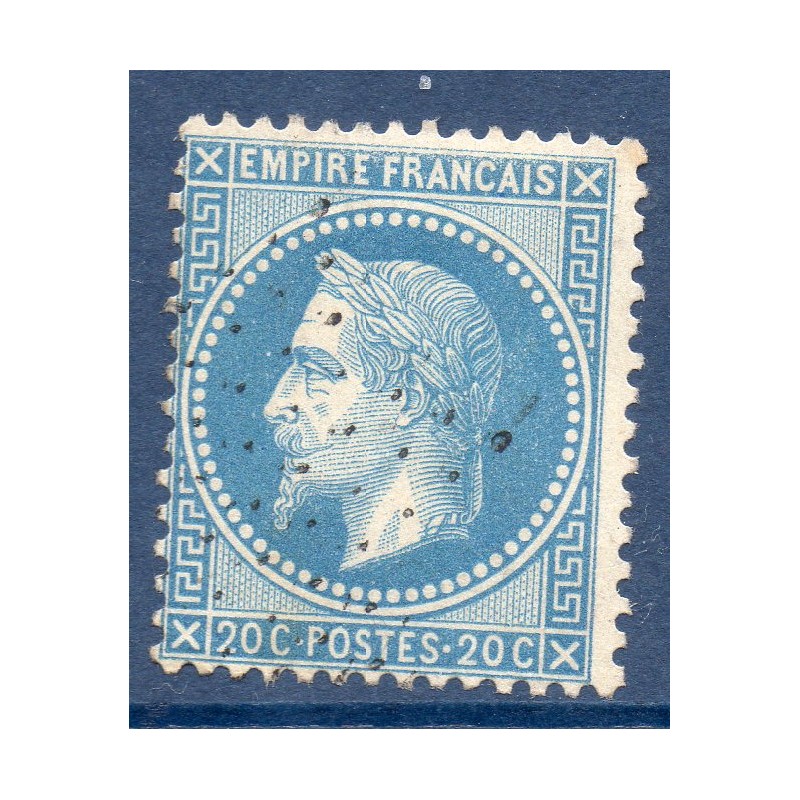 Timbre France Yvert No 29B Empire Lauré 20c bleu Oblitéré étoile