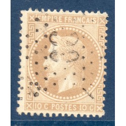 Timbre France Yvert No 28A Empire Lauré 10c bistre Oblitéré étoile