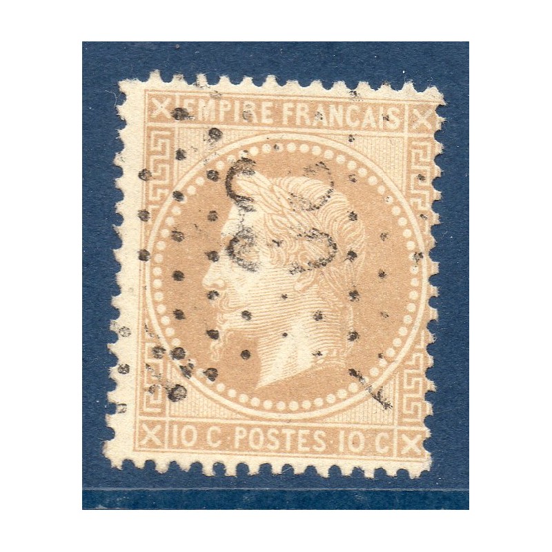 Timbre France Yvert No 28A Empire Lauré 10c bistre Oblitéré étoile