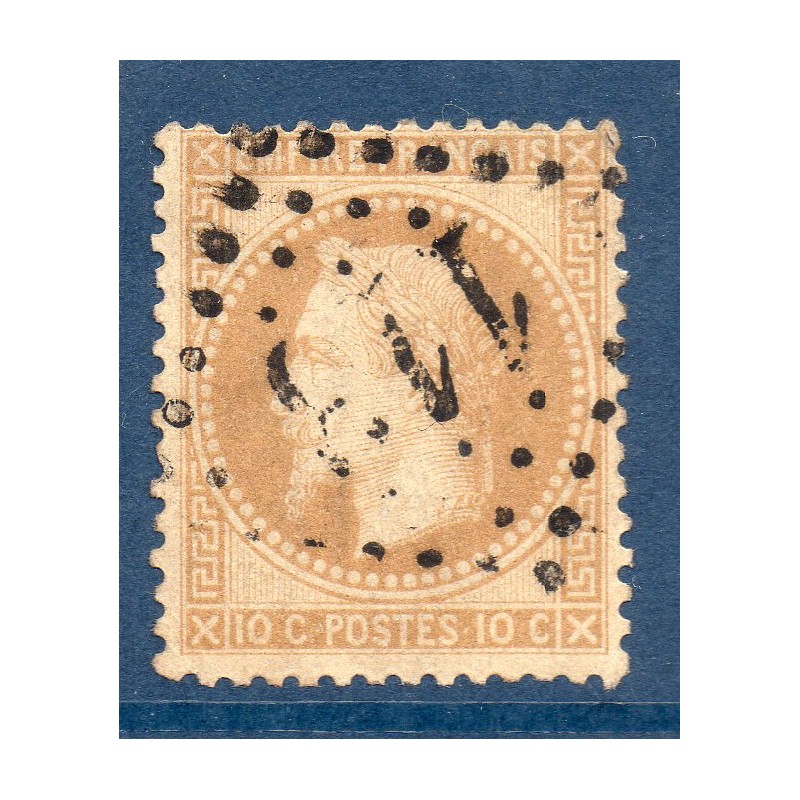 Timbre France Yvert No 28Ac Empire Lauré 10c bistre-brun Oblitéré gros chiffres