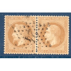 Timbre France Yvert Paire No 28B Empire Lauré 10c bistre Oblitéré étoile