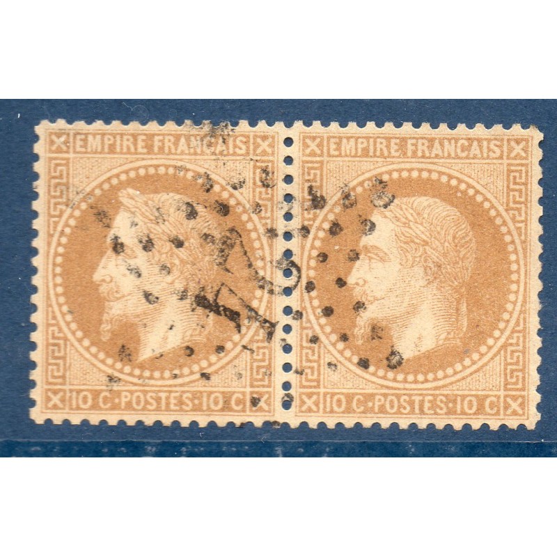 Timbre France Yvert Paire No 28B Empire Lauré 10c bistre Oblitéré étoile