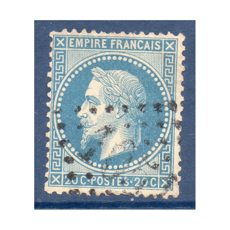 Timbre France Yvert No 29Ba Empire Lauré 20c bleu foncé Oblitéré gros chiffres