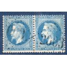 Timbre France Yvert Paire No 29Ba Empire Lauré 20c bleu foncé Oblitéré gros chiffres