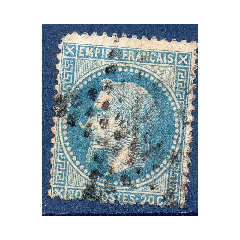 Timbre France Yvert No 29Bb Empire Lauré 20c bleu à la corne Oblitéré étoile