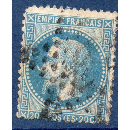 Timbre France Yvert No 29Bb Empire Lauré 20c bleu à la corne Oblitéré étoile