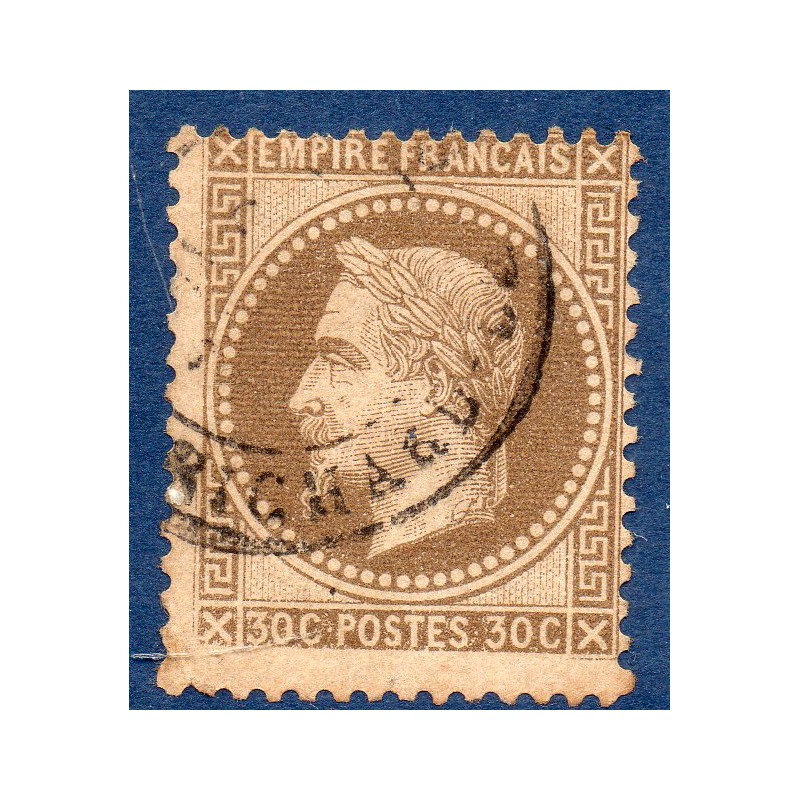 Timbre France Yvert No 30 Empire Lauré 30c brun Oblitéré CaD type 17