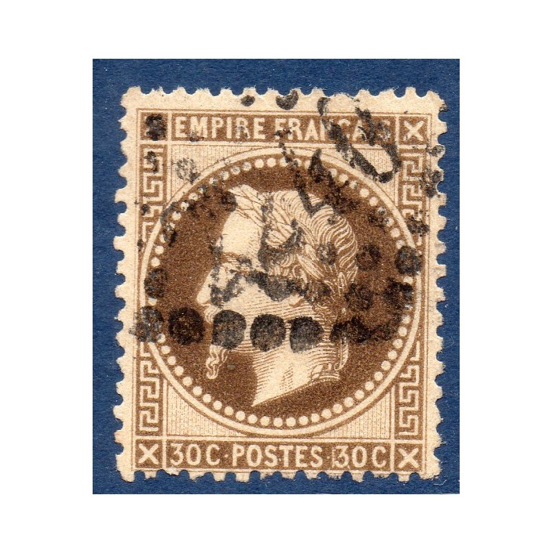 Timbre France Yvert No 30b Empire Lauré 30c brun-noir Oblitéré gros chiffres