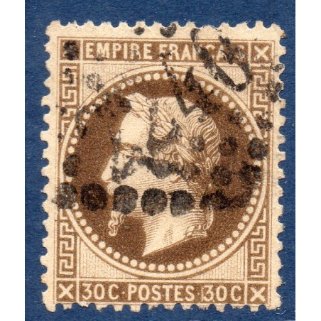 Timbre France Yvert No 30b Empire Lauré 30c brun-noir Oblitéré gros chiffres