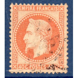 Timbre France Yvert No 31 Empire Lauré 40c orange Oblitéré gros chiffres