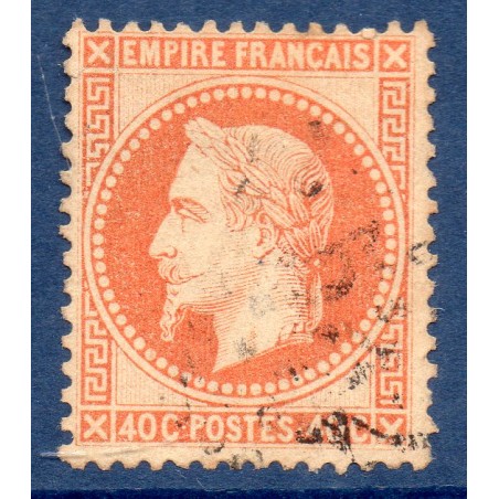 Timbre France Yvert No 31 Empire Lauré 40c orange Oblitéré gros chiffres