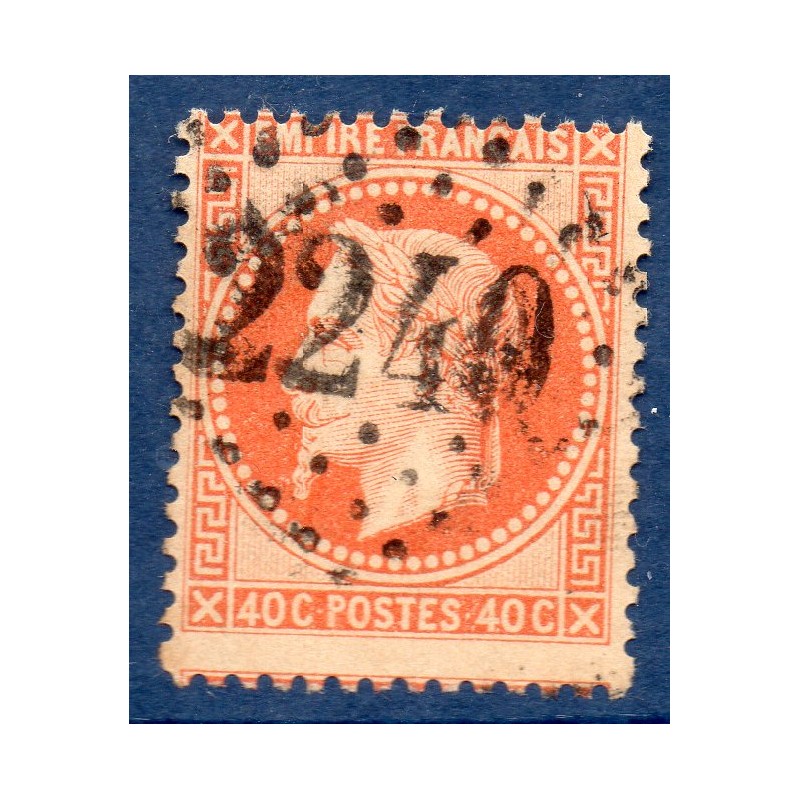 Timbre France Yvert No 31b Empire Lauré 40c orange vif Oblitéré gros chiffres