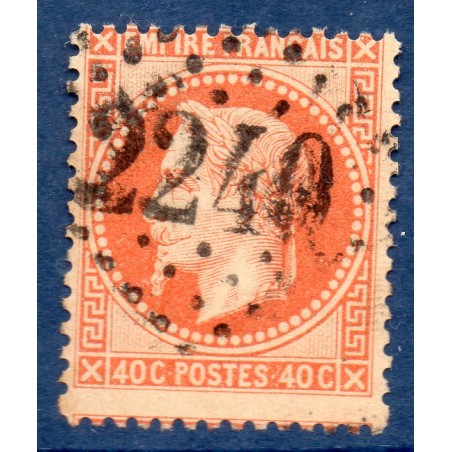 Timbre France Yvert No 31b Empire Lauré 40c orange vif Oblitéré gros chiffres