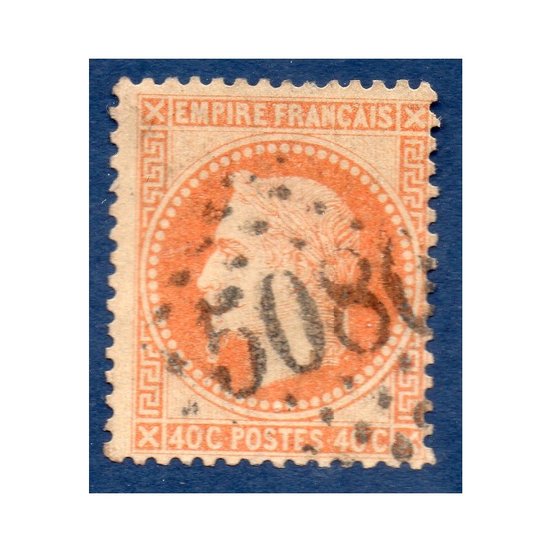 Timbre France Yvert No 31b Empire Lauré 40c orange vif Oblitéré gros chiffres