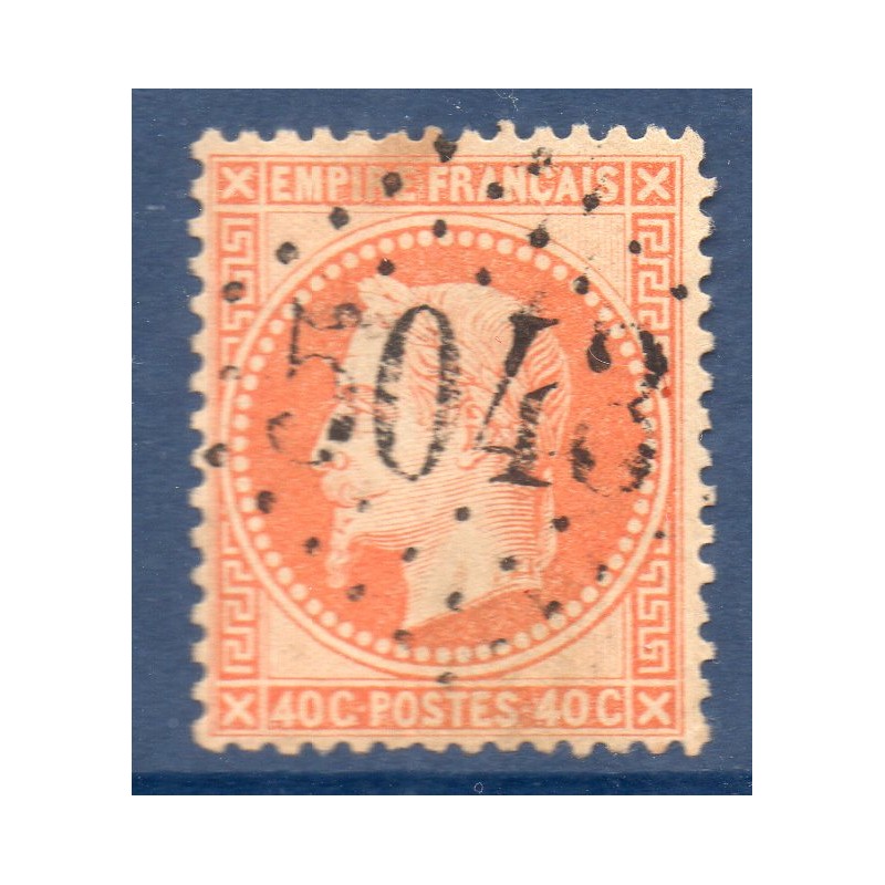 Timbre France Yvert No 31 Empire Lauré 40c orange Oblitéré gros chiffres