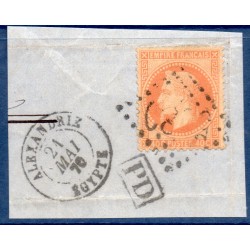 Timbre France Yvert No 31 Empire Lauré 40c orange Oblitéré gros chiffres