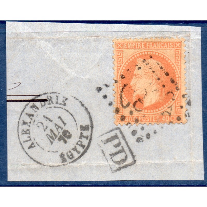 Timbre France Yvert No 31 Empire Lauré 40c orange Oblitéré gros chiffres