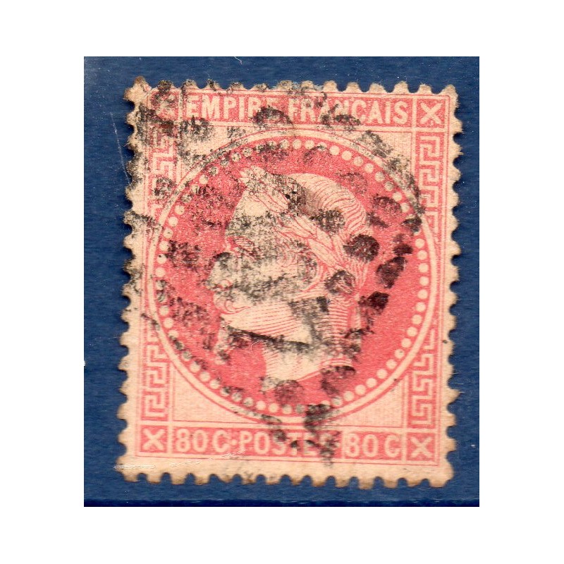 Timbre France Yvert No 32 Empire Lauré 80c rose Oblitéré gros chiffres