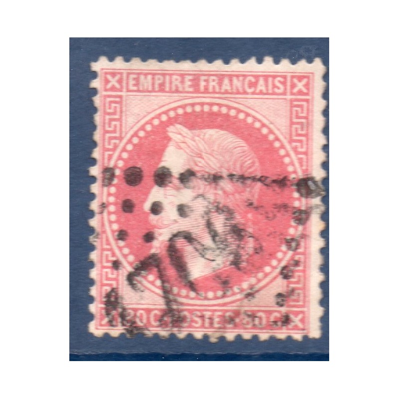 Timbre France Yvert No 32 Empire Lauré 80c rose Oblitéré gros chiffres