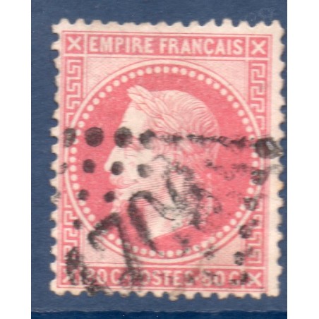 Timbre France Yvert No 32 Empire Lauré 80c rose Oblitéré gros chiffres