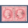 Timbre France Yvert Paire No 32 Empire Lauré 80c rose Oblitéré étoile