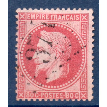 Timbre France Yvert No 32d Empire Lauré 80c rose vif Oblitéré gros chiffres