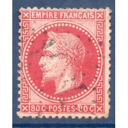 Timbre France Yvert No 32d Empire Lauré 80c rose vif Oblitéré