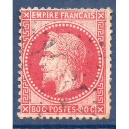 Timbre France Yvert No 32d Empire Lauré 80c rose vif Oblitéré