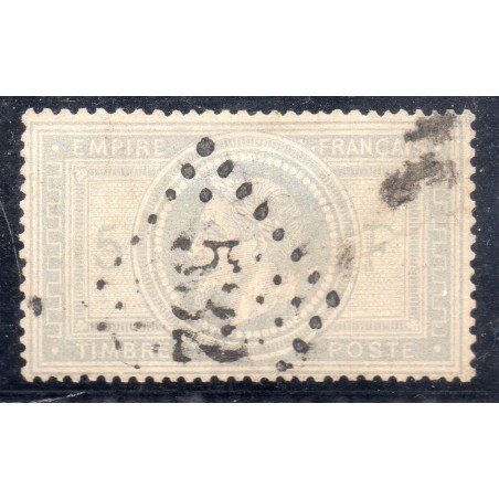 Timbre France Yvert No 33 Empire Lauré 5 fr violet-gris Oblitéré gros chiffres