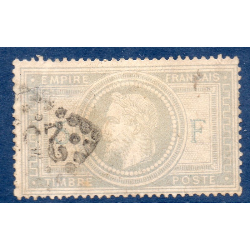 Timbre France Yvert No 33 Empire Lauré 5 fr violet-gris Oblitéré gros chiffres