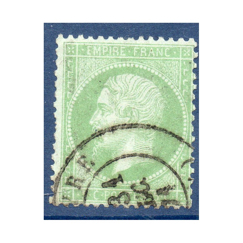 Timbre France Yvert No 35 Empire 5 c vert pâle sur bleu Oblitéré CaD type 17