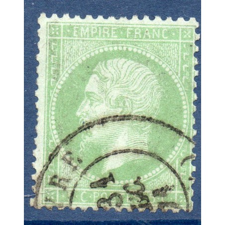 Timbre France Yvert No 35 Empire 5 c vert pâle sur bleu Oblitéré CaD type 17