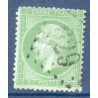 Timbre France Yvert No 35 Empire 5 c vert pâle sur bleu Oblitéré gros chiffres