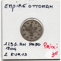 Empire Ottoman 2 Kurus 1293 AH an 30 - 1904 TTB, KM 749 pièce de monnaie