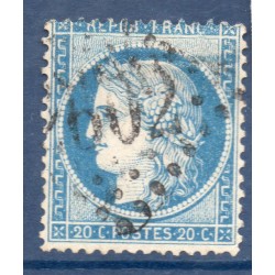 Timbre France Yvert No 37 Cérès Siège de Paris 20 c bleu Oblitéré gros chiffres