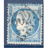 Timbre France Yvert No 37 Cérès Siège de Paris 20 c bleu Oblitéré gros chiffres